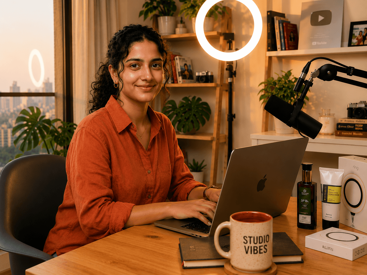 Creator at their studio desk